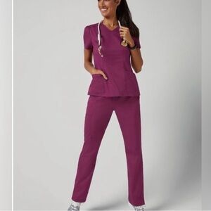 Jaanuu Drawstring 6 Pocket Pant in Wine, Size Small Petite